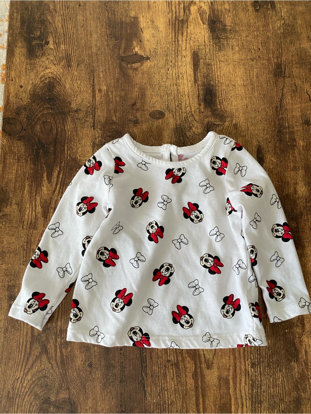 Disney White Long Sleeve Tee with Red Minnie Print
